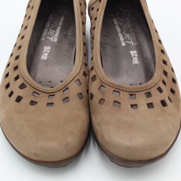 Mephisto Suede Ballet Flat Womens Size 10 Taupe Slip On Comfort Shoe Minimalist - Picture 10 of 10